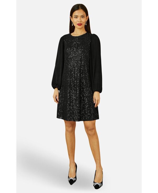 ユミキム レディース トップス ワンピース ベルベット スパンコール Yumi Womens Velvet Sequin Tunic Dress Black ブラック