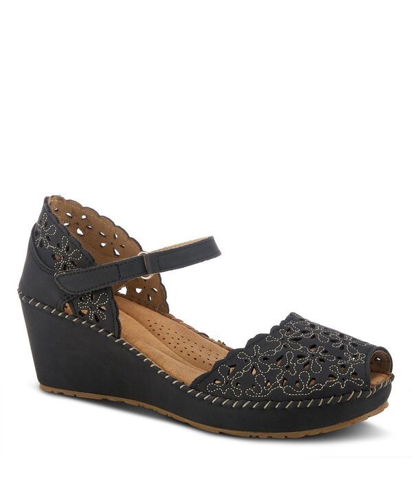 パトリシア レディース シューズ サンダル 刺繍 Patrizia Women s GENNINA Embroidered LaserCut PeepToe Wedge with Adjustable
