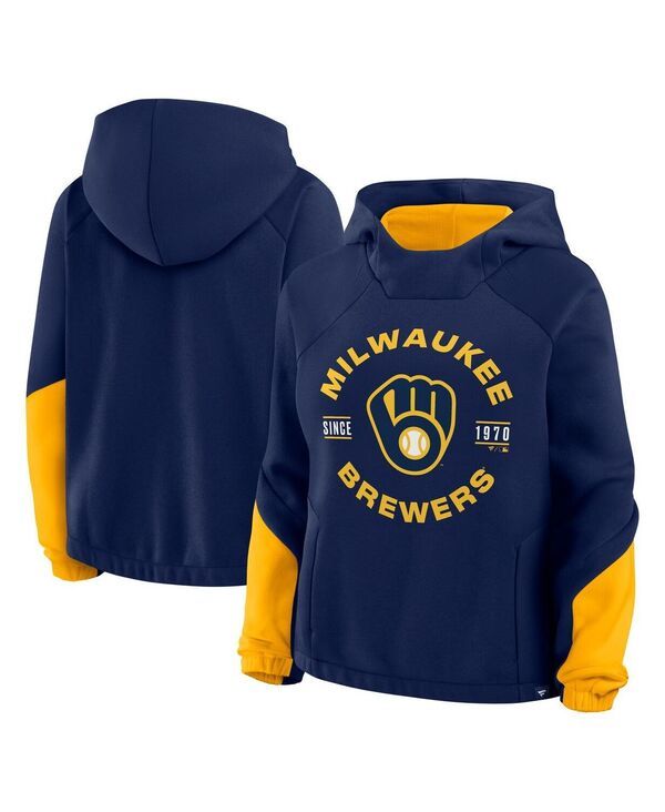 ファナティクス レディース アウター パーカー・スウェット Fanatics Womens Navy Milwaukee Brewers Oversized Time to Win Pullover