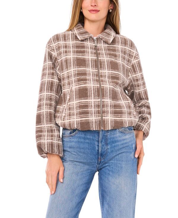 ヴィンスカムート レディース アウター ジャケット・ブルゾン クロップド Vince Camuto Womens Collared Neck Cropped Bubble Jacket Stone K