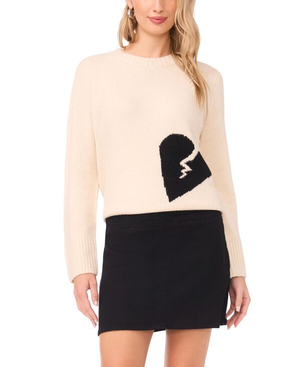 ヴィンスカムート レディース アウター ニット・セーター クルーネック Vince Camuto Womens Heart Motif Crewneck Sweater Birch