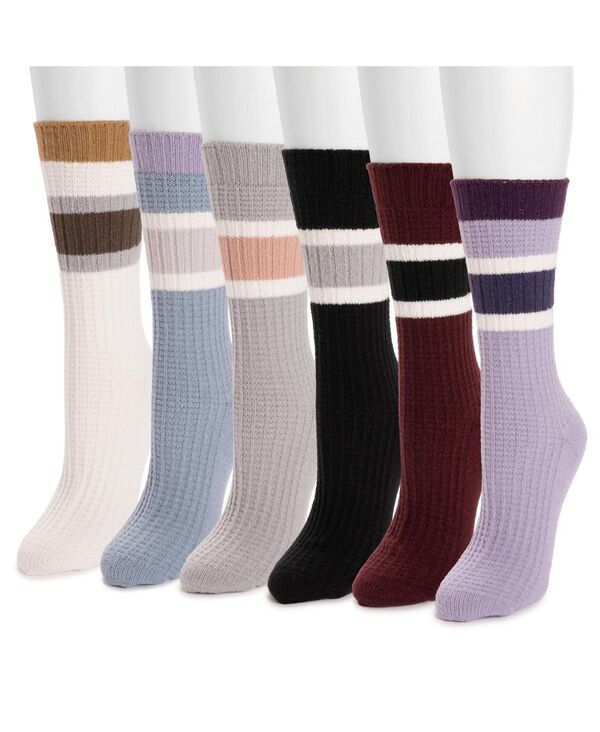 ムクルクス レディース アンダーウェア 靴下 ブーツ MUK LUKS Womens Microfiber Boot Socks 6 Pack Multi neps マルチカラー