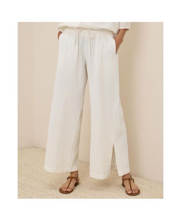 パクト レディース ボトムス カジュアルパンツ コットン Pact Womens Organicotton Coastal Double Gauze Split Hem Pant Sea salt