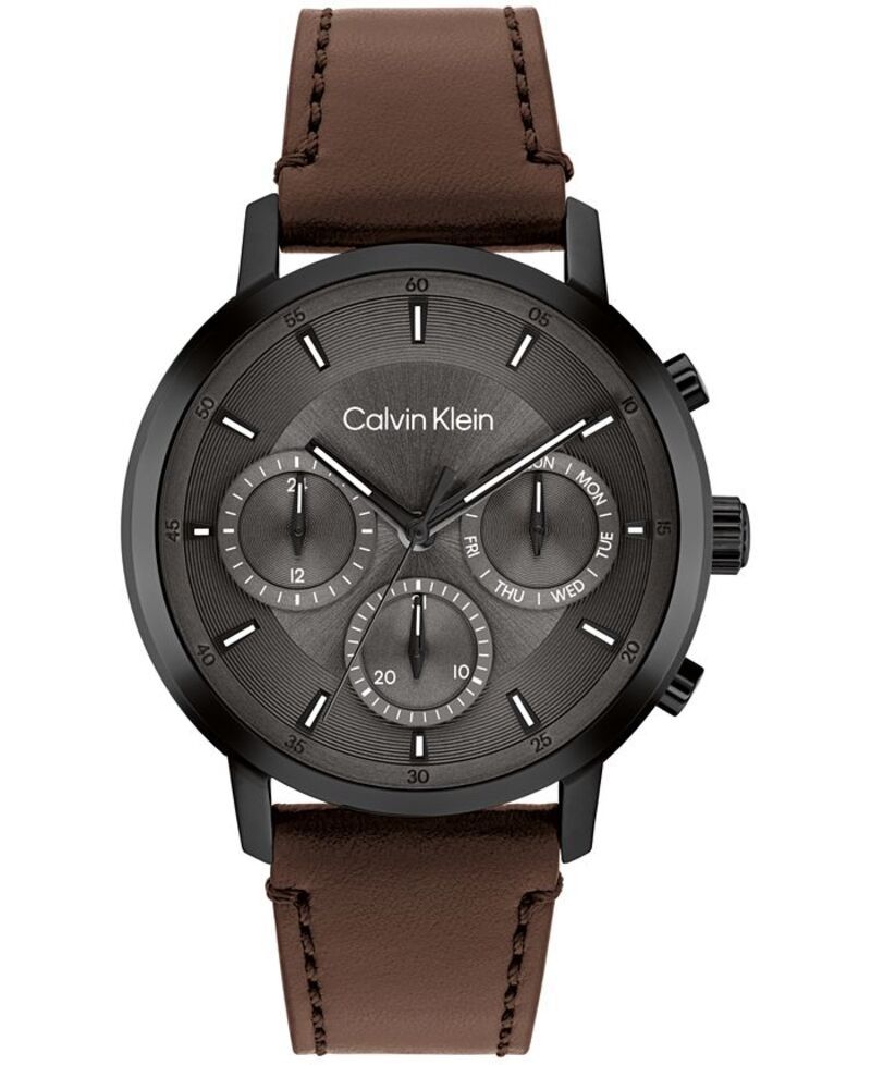 カルバンクライン メンズ アクセサリー 腕時計 レザー Calvin Klein Mens Gauge Dark Brown Leather Strap Watch 41mm Dark Brown ブ