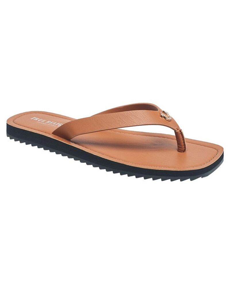 トゥルーレリジョン レディース シューズ サンダル キャップ True Religion Ladies Capri Thong Sandal Cognc