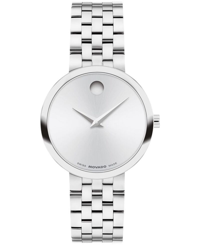 モバド レディース アクセサリー 腕時計 Tシャツ Movado Womens Museum Classic Swiss Quartz StainlessSteel Watch 295mm Silve