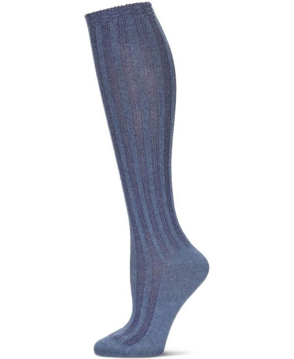 メモイ レディース アンダーウェア 靴下 MeMoi Womens Track Flow Striped KneeHigh Socks Denim heather ヘザー
