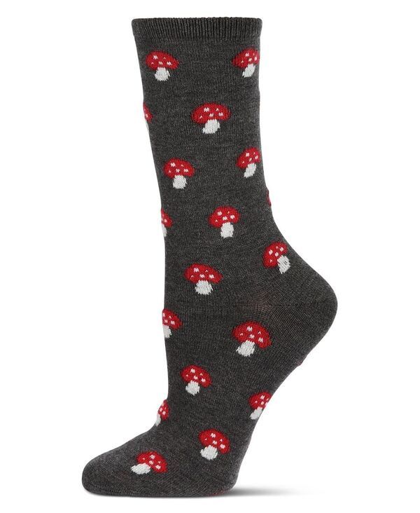 メモイ レディース アンダーウェア 靴下 MeMoi Womensoft Mushroom Cashmere Crew Socks Dark gray heather グレー