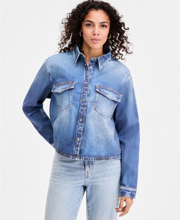 ゲス レディース アウター ジャケット・ブルゾン シャツ GUESS Womens Astrid Shirt Jacket Unfrost Wash