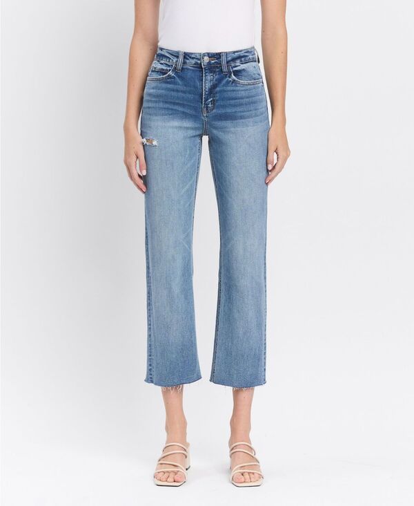 フライングモンキー レディース ボトムス デニムパンツ ジーンズ Flying Monkey Womens High Rise Crop Straight Jeans Worked blue ブルー