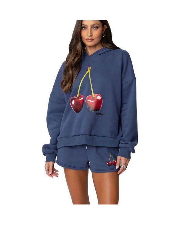 アディクテッド レディース アウター パーカー・スウェット パーカー Edikted Womens Mon Cheri Hoodie Blue ブルー