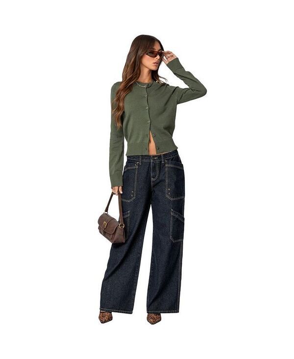 アディクテッド レディース アウター ニット・セーター カーディガン Edikted Womens Hollie Button Up Cardigan Olive オリーブ