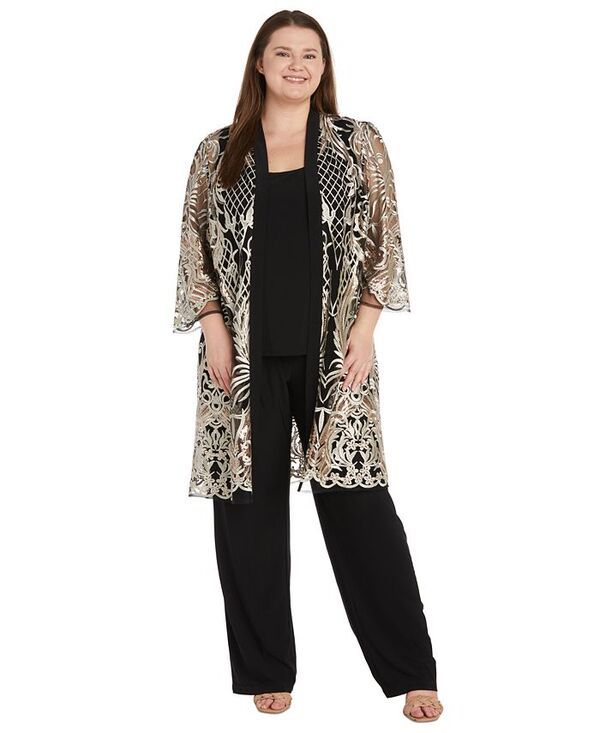 アールアンドエムリチャーズ レディース トップス ワンピース プラスサイズ パンツ 刺繍 ジャケット R M Richards Plus Size Embroidered Duster Jacket