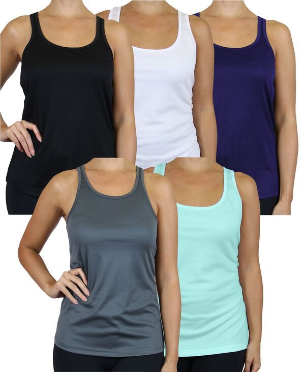 ギャラクシーバイハルビック レディース トップス タンクトップ Galaxy By Harvic Womens Moisture Wicking Racerback Tanks5 Pack Mint