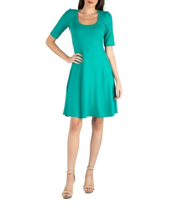 24 セブンコンフォート レディース トップス ワンピース A ライン 24seven Comfort Apparel Womens ALine Dress with Elbow Length Sle