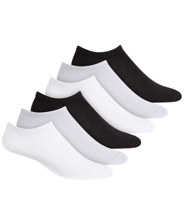 ヒュー レディース アンダーウェア 靴下 Hue 6 Pack SuperSoft Liner Socks Black Gray White ホワイト