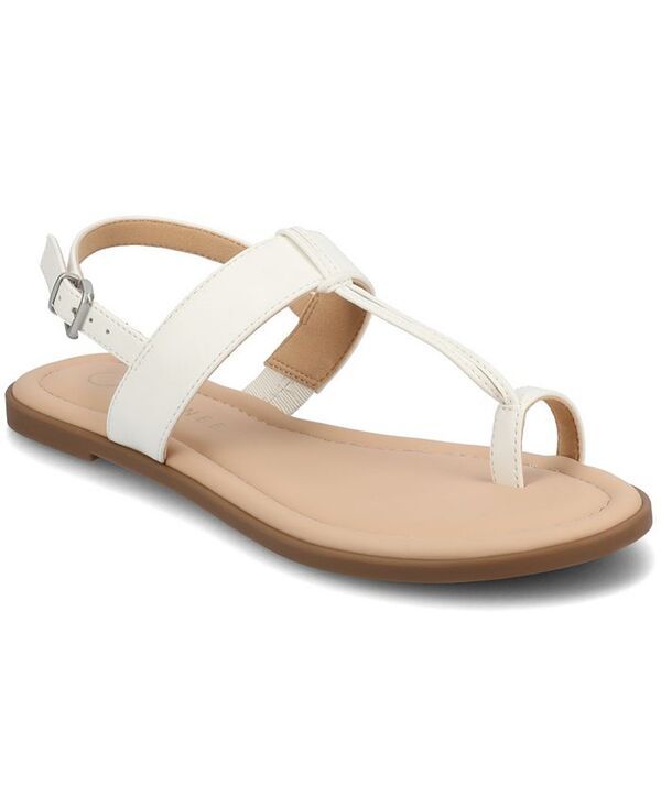 ジュルネ コレクション レディース シューズ サンダル Journee Collection Womens Gerra TStrap Toe Ring Flat Sandals White ホワイト