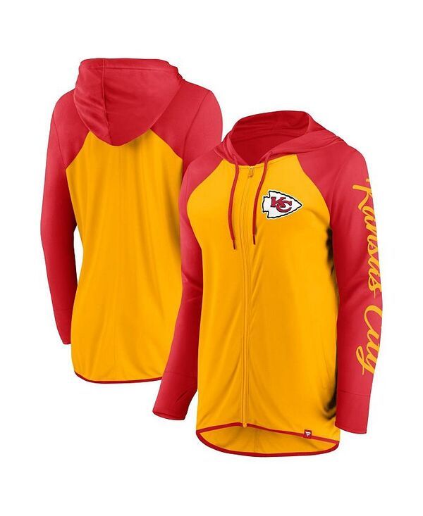 ファナティクス レディース アウター パーカー・スウェット パーカー Fanatics Womens GoldRed Kansas City Chiefs Script FullZip Hoodie