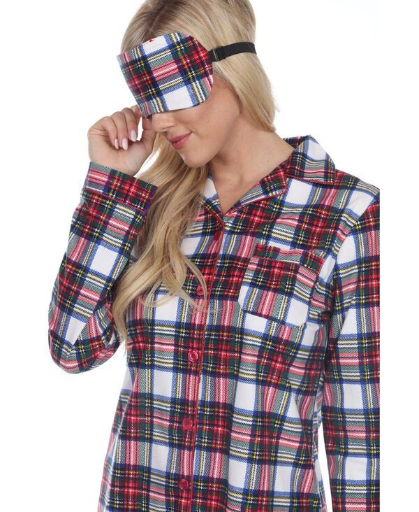 ホワイトマーク レディース アンダーウェア ナイトウェア White Mark 3Piece Cozy Pajama Set RedWhite Plaid ホワイト