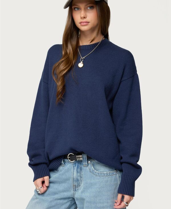 アディクテッド レディース アウター ニット・セーター クルーネック Edikted Womens Priscila Oversized Crewneck Sweater Navy ネイビー