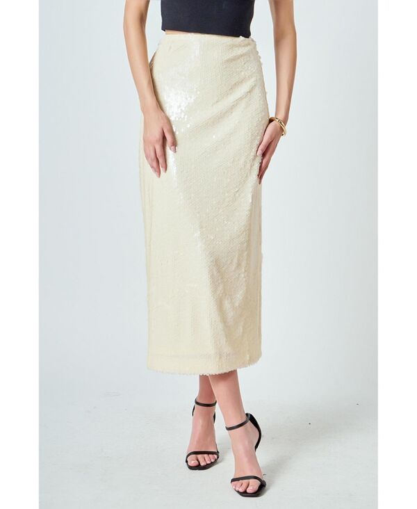 エンドレスローズ レディース ボトムスカート ミディ スパンコール endless rose Womensequins Midi Skirt Ivory アイボリー