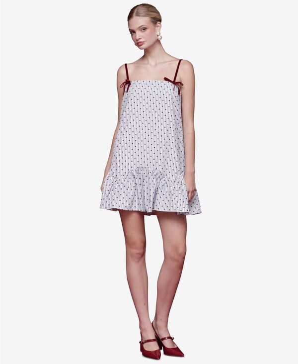 アヴェックレフィーユ レディース トップス ワンピース ミニ Avec Les Filles Womens Baby Doll Mini Dress Blue Stripe Red Heart ブルー
