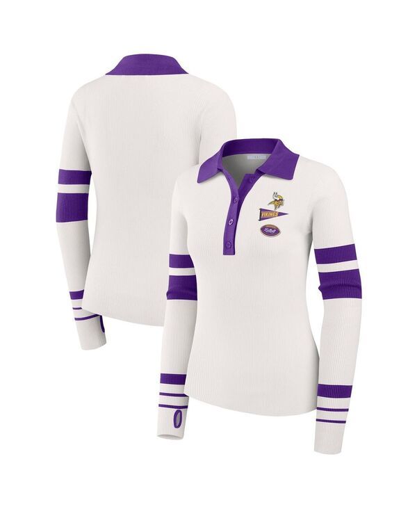 ウェア バイ エリン アンドルーズ レディース トップス ポロシャツ リブ WEAR by Erin Andrews Womens White Minnesota Vikings Ribbed Hen