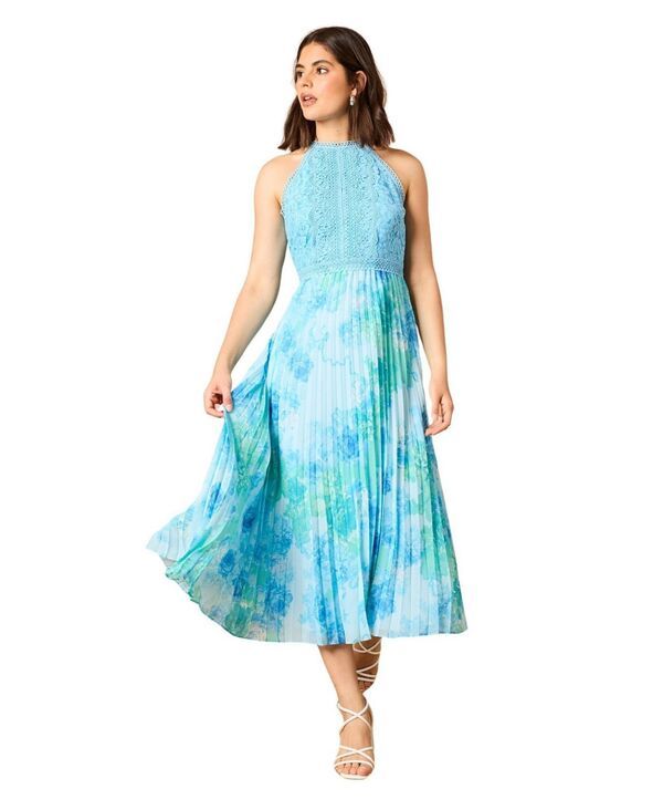 オアシス レディース トップス ワンピース プリント ミディ レース ホルター Oasis Womens Printed Lace Mix Halterneck Midi Dress Floral