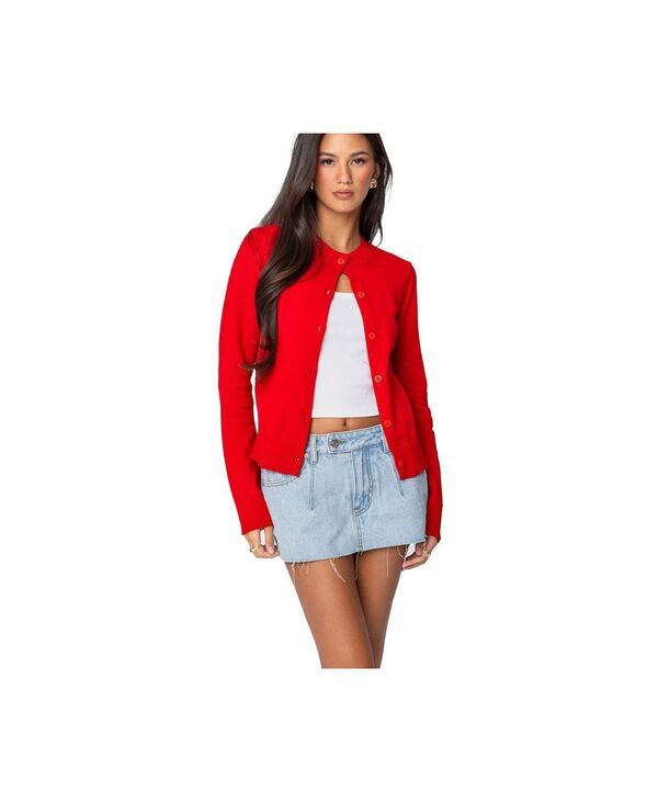 アディクテッド レディース アウター ニット・セーター カーディガン Edikted Womens Hollie Button Up Cardigan Red レッド