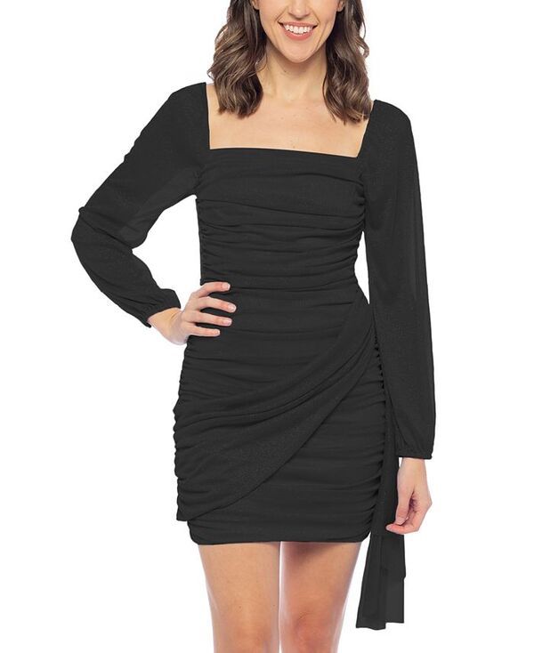ジャンプ レディース トップス ワンピース ミニワンピース ミニ Jump Womens Gathered GlitterFinish Mini Dress Black ブラック