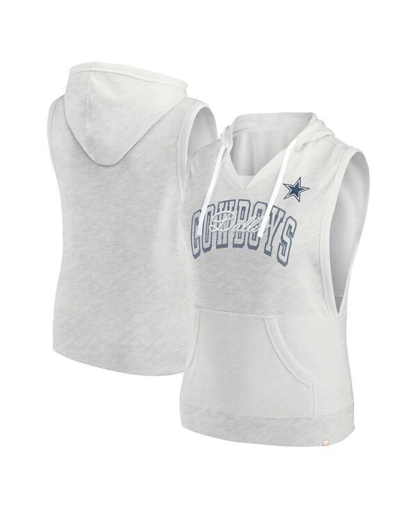 ファナティクス レディース アウター パーカー・スウェット Vネック ノースリーブ パーカー Fanatics Womens Oatmeal Dallas Cowboys Lounge Script