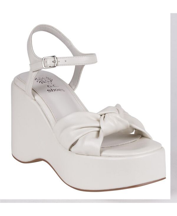 ジーシーシューズ レディース シューズ サンダル プラットフォーム GC Shoes Womens Analia Platform Wedge Sandals White ホワイト