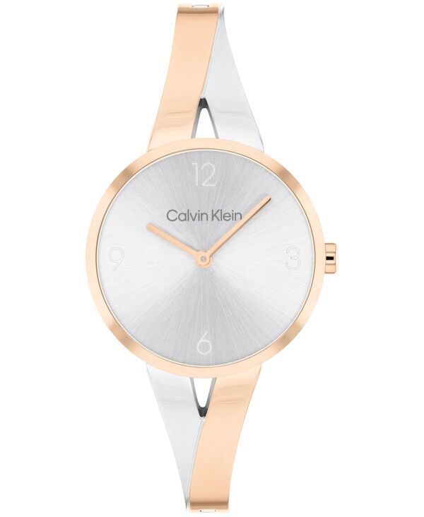 カルバンクライン レディース アクセサリー 腕時計 Tシャツ Calvin Klein Womens Joyful TwoTone Stainless Steel Bangle Bracelet Wa