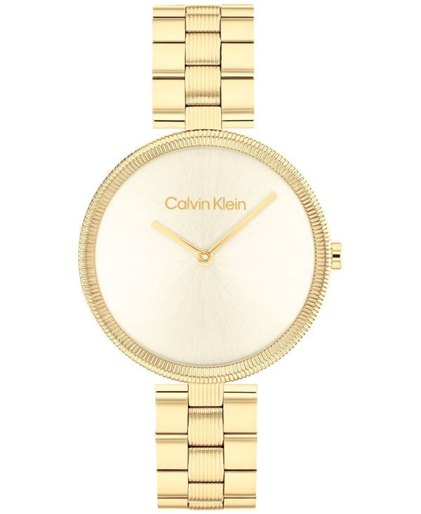 カルバンクライン レディース アクセサリー 腕時計 Tシャツ Calvin Klein Womens Gleam GoldTone Stainless Steel Bracelet Watch 32m