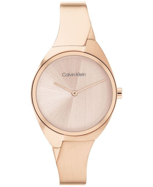 カルバンクライン レディース アクセサリー 腕時計 Tシャツ Calvin Klein Womens 2Hand Carnation GoldTone Stainless Steel Bangle B