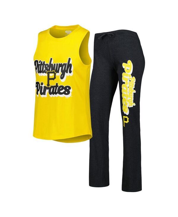 コンセプツ スポーツ レディース トップス タンクトップ パンツ Conceptsport Womens Heather Black and Gold Pittsburgh Pirates Wordm