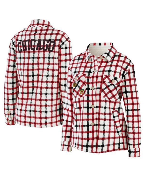 ウェア バイ エリン アンドルーズ レディース アウター ジャケット・ブルゾン シャツ WEAR by Erin Andrews Womens Oatmeal Chicago Blackhawks P