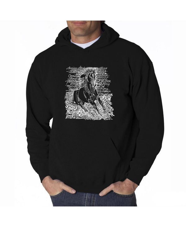 エルエーポップアート メンズ アウター パーカー・スウェット スウェット シャツ LA Pop Art Mens Word Art Hooded Sweatshirt Horse Breeds Bla