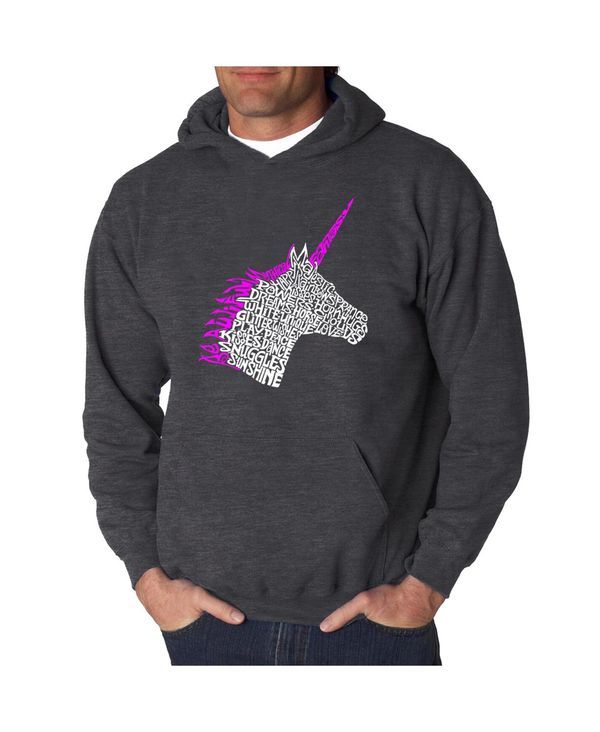 エルエーポップアート メンズ アウター パーカー・スウェット スウェット シャツ LA Pop Art Mens Word Art Hooded Sweatshirt Unicorn Dark Gra