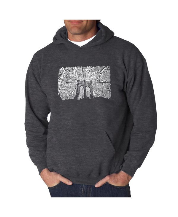 エルエーポップアート メンズ アウター パーカー・スウェット パーカー LA Pop Art Mens Word Art Hoodie Brooklyn Bridge Dark Gray グレー