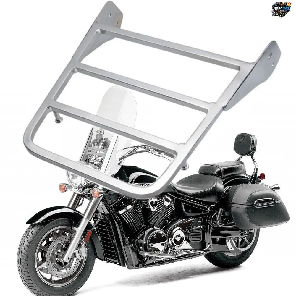 ヤマハ V-STAR 400 650 1100 CLASSIC XVS 1998-2011 用クロームメッキモーターサイクルバックレストシーシーバーラゲッジラック