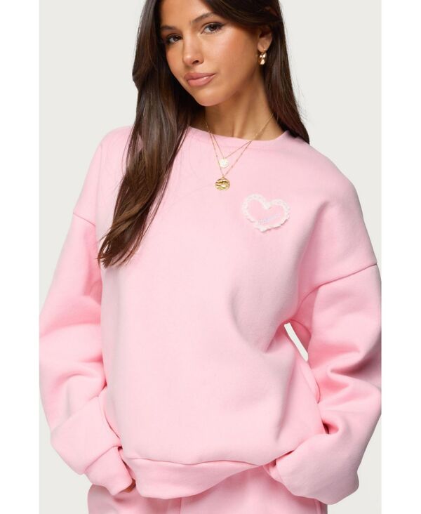 アディクテッド レディース アウター パーカー・スウェット スウェット シャツ Edikted Womens Love Oversized Sweatshirt Lightpink ピンク