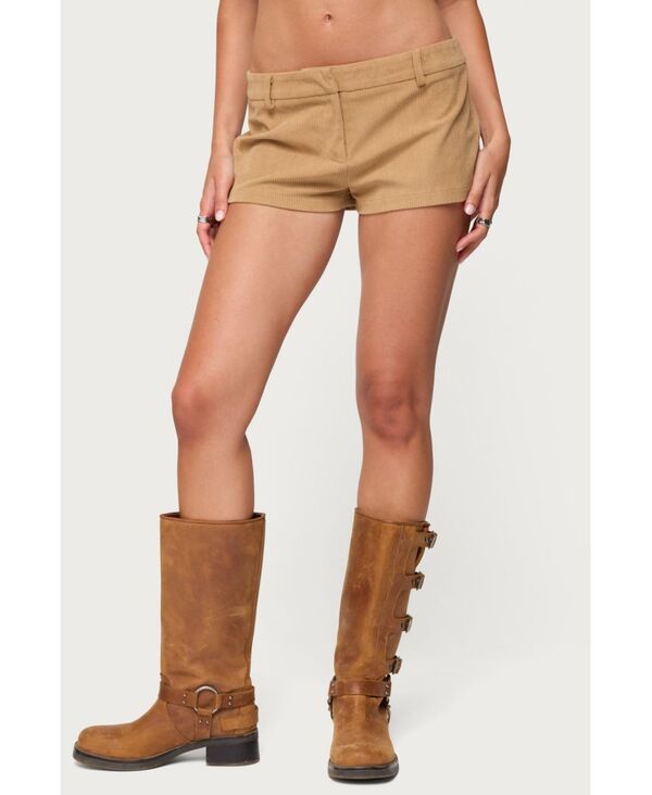 アディクテッド レディース ボトムス ハーフパンツ・ショーツ コーデュロイ ショートパンツ Edikted Womens Kyler Corduroy Micro Shorts Tan タン