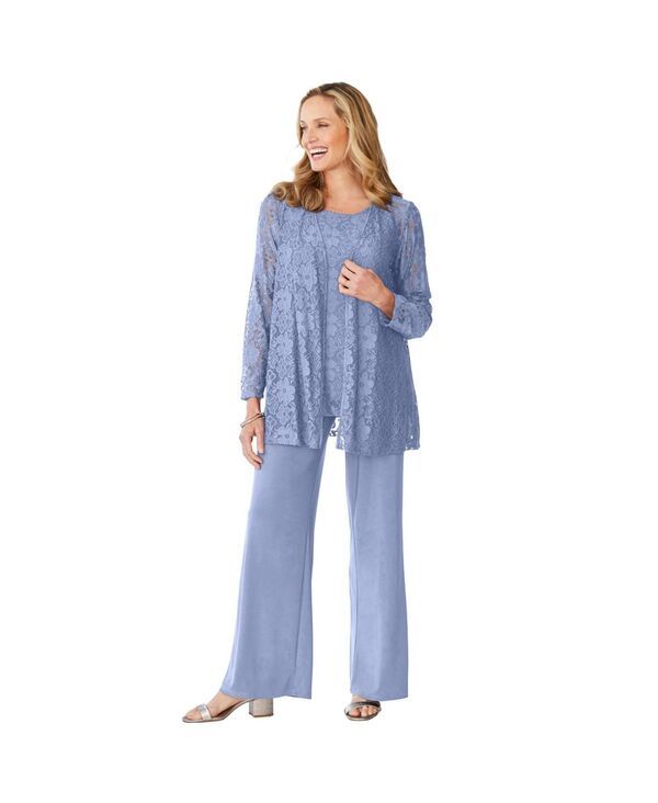 ウーマン ウィズイン レディース トップス ワンピース プラスサイズ レース ジャケット Woman Within Womens Plus Size 3Piece Lace JacketTankPan