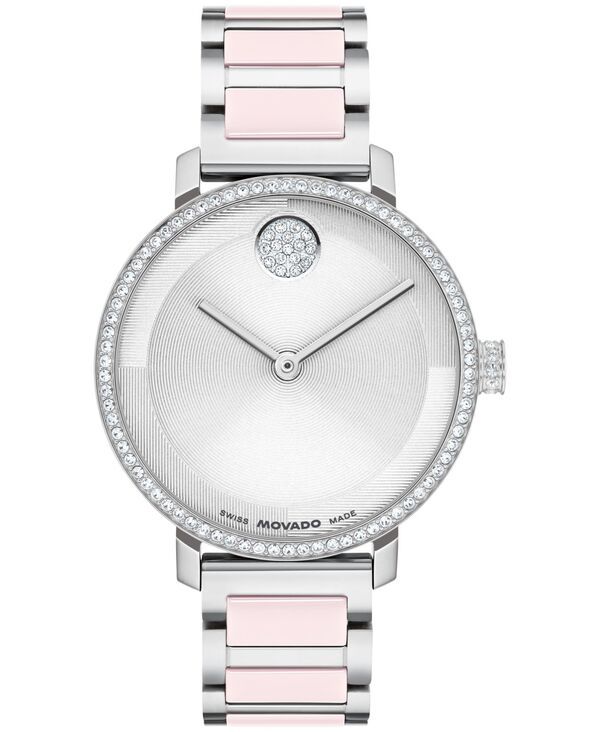 モバド レディース アクセサリー 腕時計 Tシャツ Movado Womens Bold Evolution 20 Swiss Quartz Stainless Steel Blush Ceramic