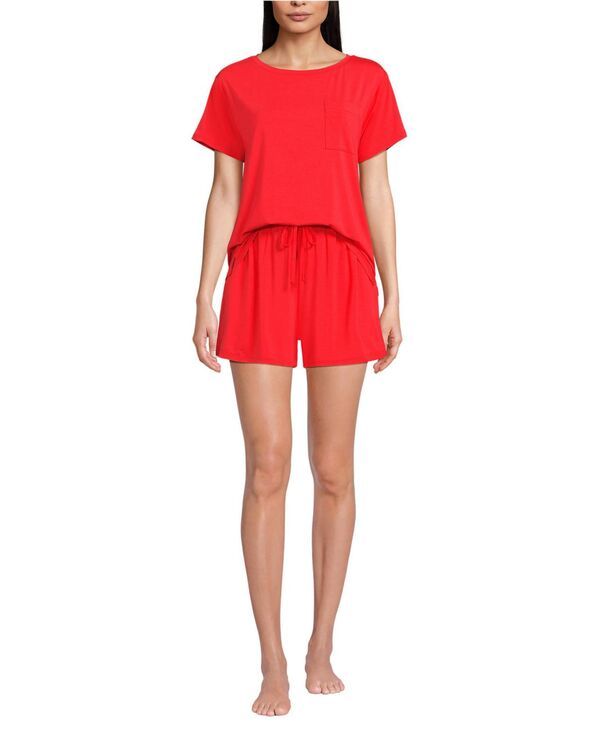 ランズエンド レディース アンダーウェア ナイトウェア Tシャツ ショートパンツ Lands End Womens Cooling 2 Piece Pajama Set Short Sleeve Te