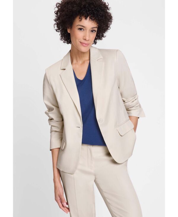 オルセン レディース アウター ジャケット・ブルゾン Tシャツ コットン ブレザー Olsen Womens Cotton Sateen Blazer Caffe latte