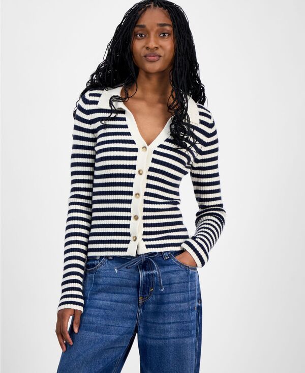 ラッキーブランド レディース アウター ニット・セーター カーディガン Lucky Brand Womens Striped Cardigan Tofu ストライプ