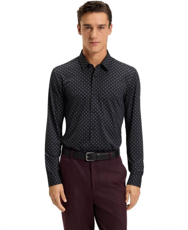 ヒューゴボス メンズ トップス シャツ Hugo Boss Mens PerformanceStretch SlimFit Dress Shirt Black ブラック