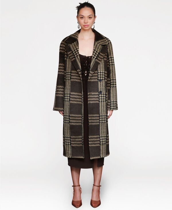 アヴェックレフィーユ レディース アウター ジャケット・ブルゾン コート Avec Les Filles Womens SingleBreasted Plaid Coat Chocolate Plai